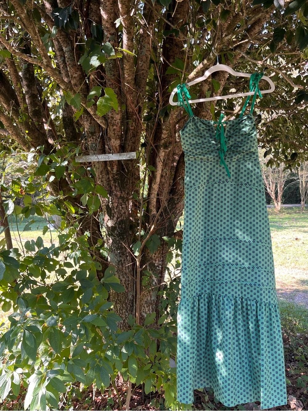 Green Polka Dot Summer Maxi Dress - Sleeveless Tie-Front
